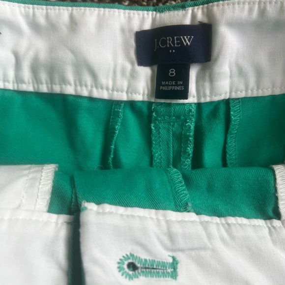 J. Crew High Waist Green Shorts with Scalloped Hem - Picture 3 of 5